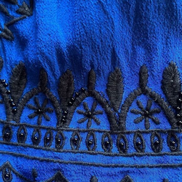 Lucky Brand Blue Black Embroidered Beaded Boho Shift Dress Size small (3779) Rea - Picture 10 of 10